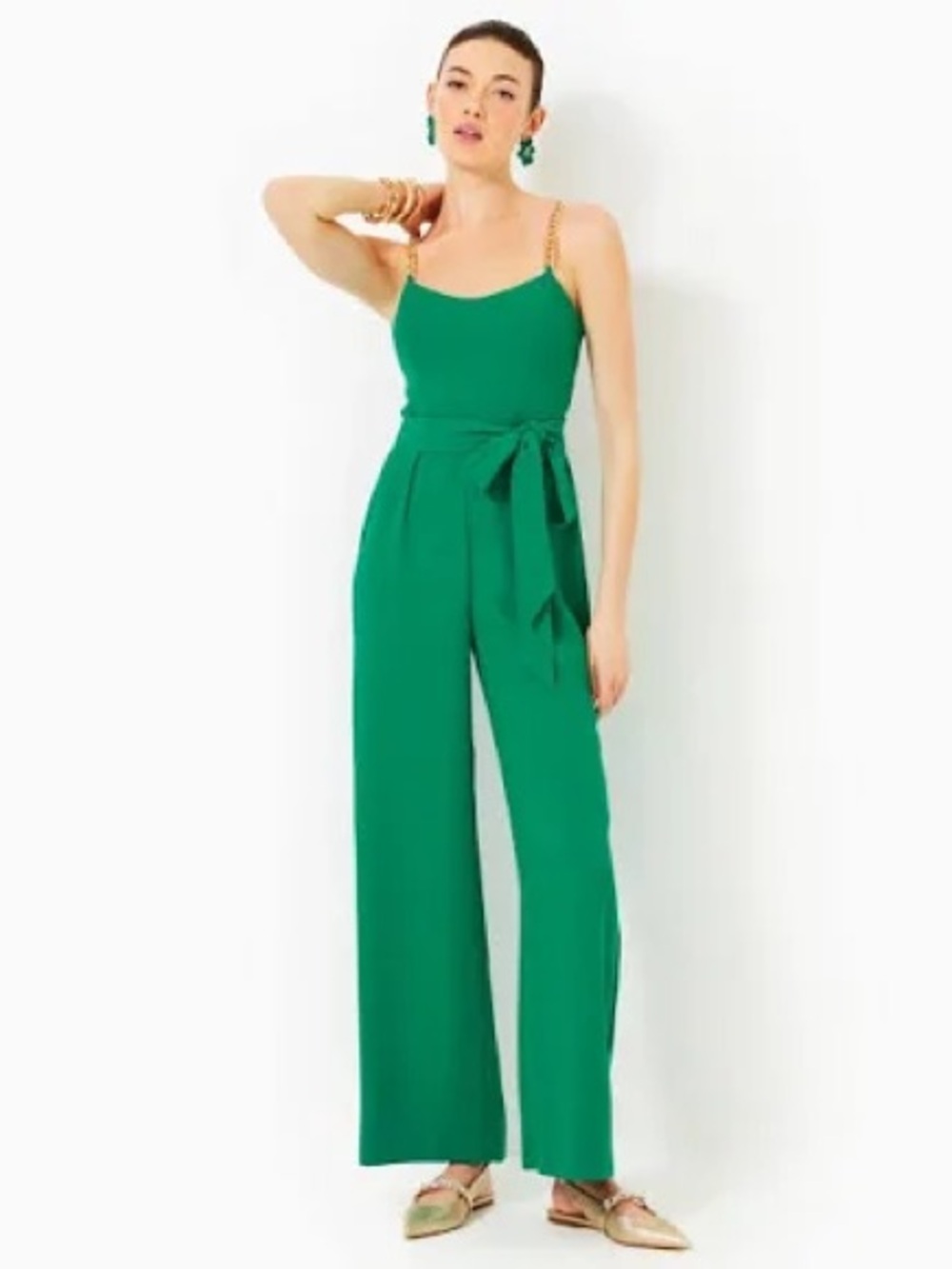NWT Lilly Pulitzer Zemira Sleeveless Jumpsuit green gold size 08
